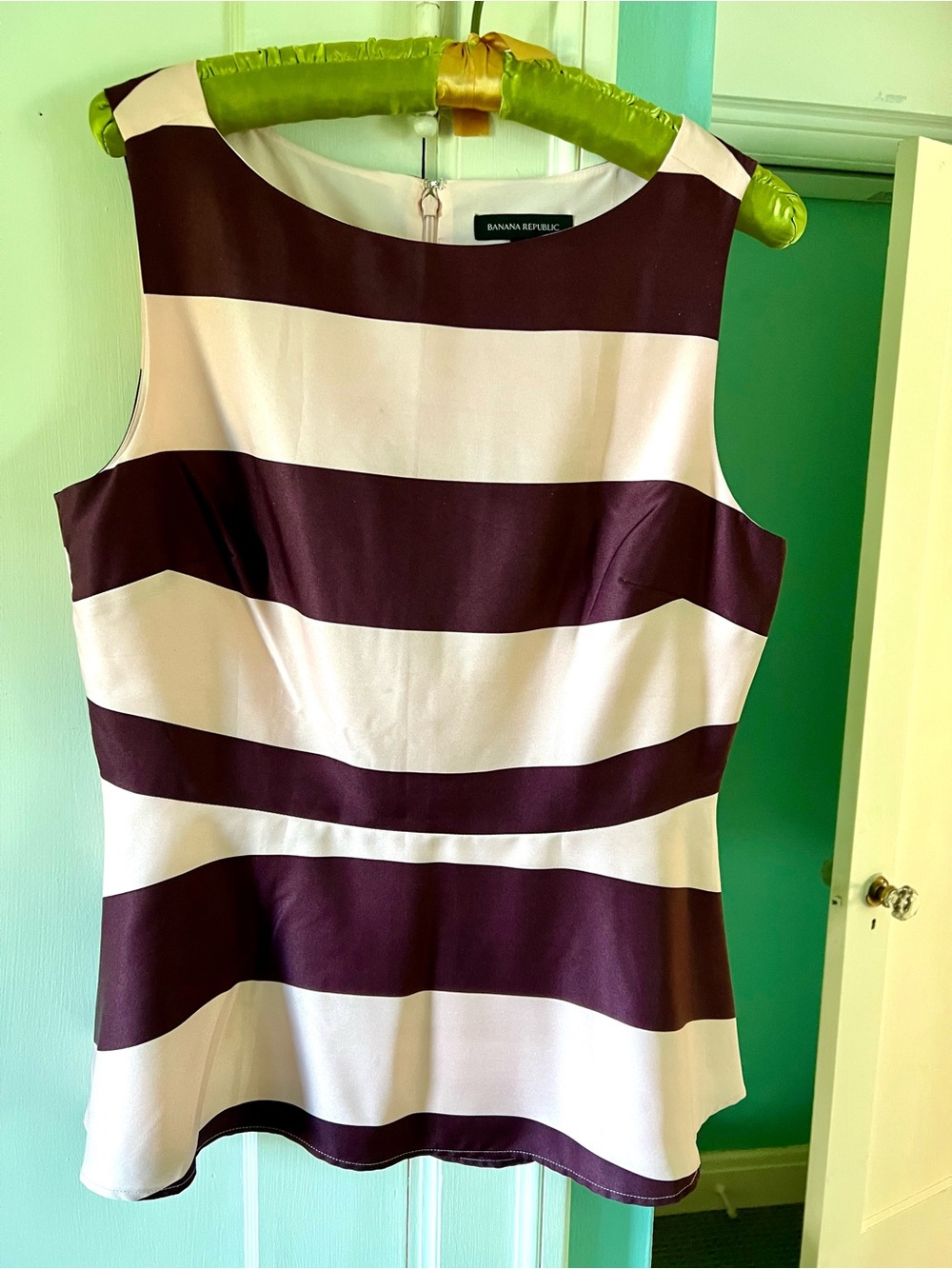 Banana Republic Burgundy and Pink Peplum Blouse, size 12.